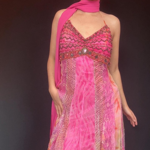 Vintage Silk Beaded Beaded Dress, Sz 6 - Picture 6 of 7